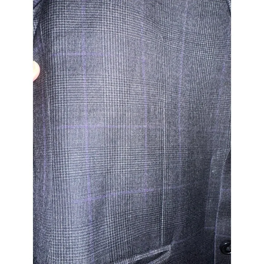Joseph Abboud Wool Plaid‎ Suit Jacket With Purple DetailSize 40R
